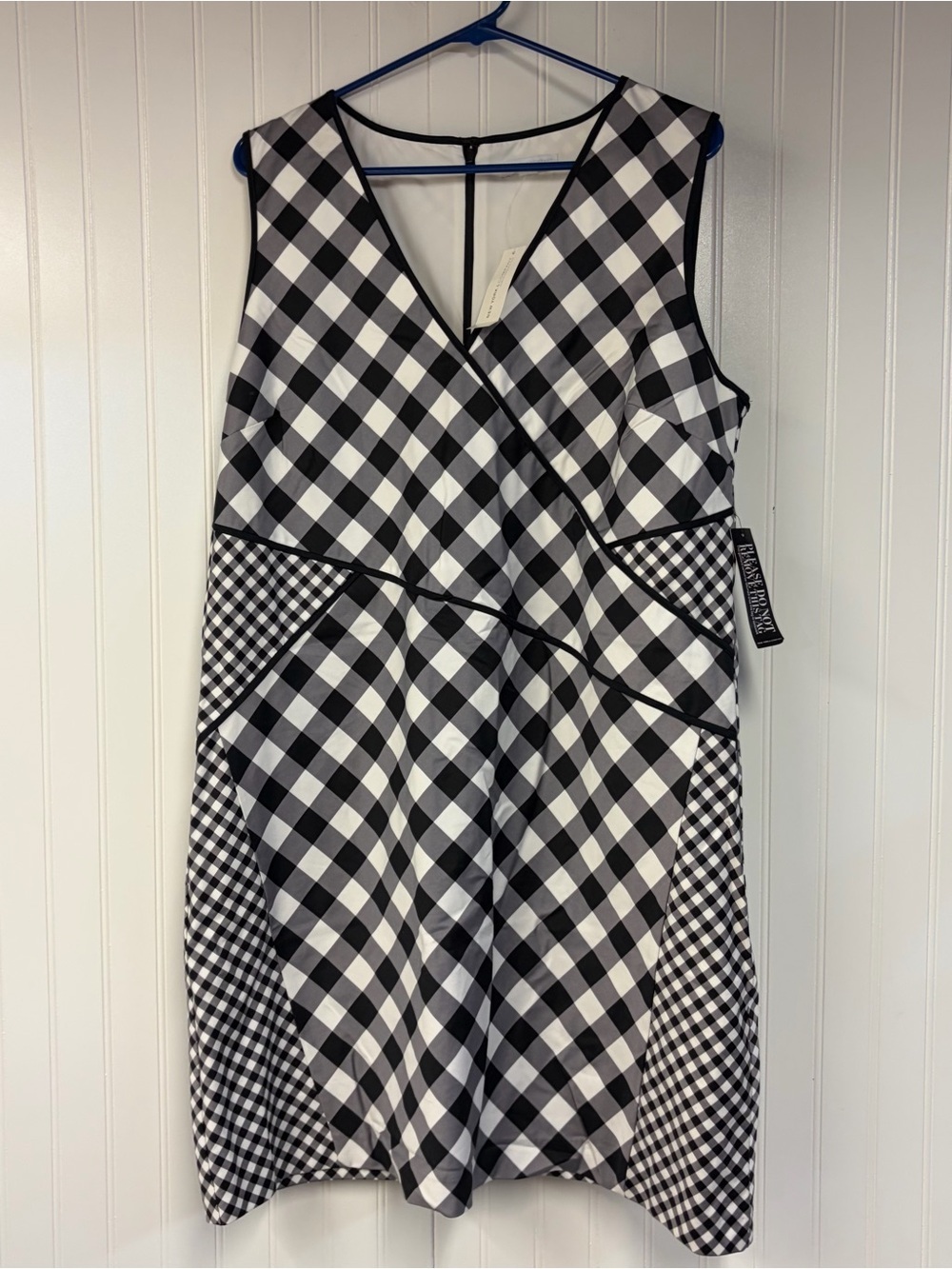 New York & Company Black and White Gingham Midi Dress 16 NWT